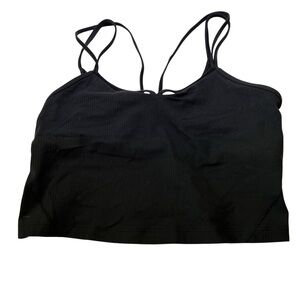 Lululemon Black Ribbed Strappy Sports Bra Size 10 Yoga Gym Active Top